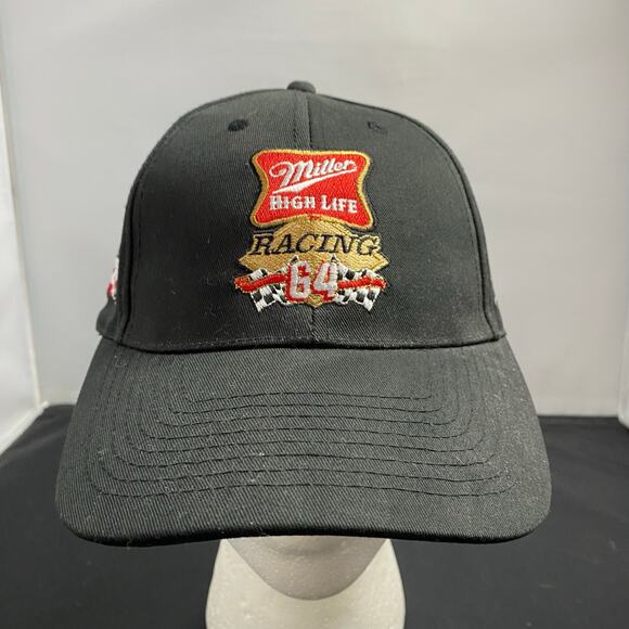 Black Miller High Life Hat Racing 64 Cap Embroidered Star Productions - Picture 1 of 6